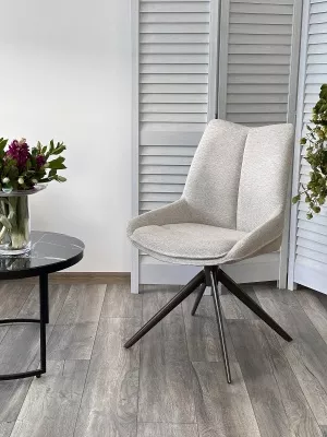 Стул OSKAR 360 град. поворот. KN01-05 Бежевый/ BZ1046-11 Бежевый/ Шоколадное золото каркас, ®DISAUR