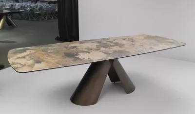 Стол CALDERON 180 TL-137  матовый, испанская керамика / брашированный каркас, цвет медный, ®DISAUR