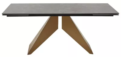 Стол АЛЕС (ALES) 180  ЧЕРНЫЙ МРАМОР (BLACK GRAVE SOLID CERAMIC), керамика / бронзовый, ®DISAUR