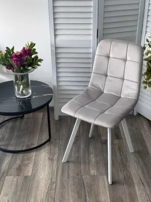 Стул РИЧИ, цвет H-09 Светло-серый, велюр / белый каркас М-City