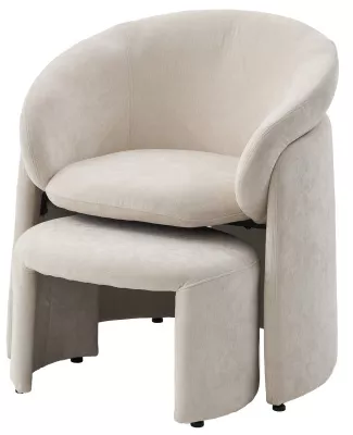 Кресло+оттоманка HUG AT5139-09 Св. бежевый, ткань/каркас металл в обивке AT5139-09 ®DISAUR