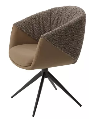 Стул ГИССЕН (GISSEN) 360 град, цвет КОФЕ HP032-08A PU / V885-1, ткань/ экокожа/ ТЕМНО-СЕРЫЙ, ®DISAUR