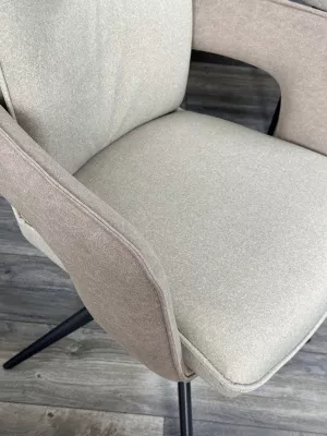 Стул KINNET 360 град. поворот.  MOHAIR-110 / CASTEL-15 Бежевый,ткань/ Тем.-серый каркас, ®DISAUR