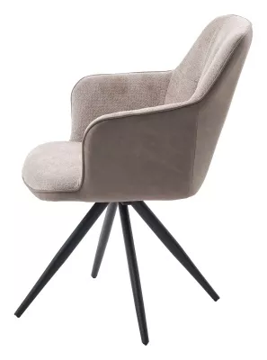 Стул НОРМАН 360 град., цвет BELLA-03/CYPRUS-03 латте, шенилл/замша / черный каркас