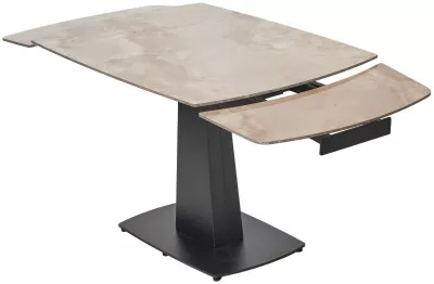 Стол БАЛД (BALDE) 120 цвет АМБЕР ЖАДЕ ГЛЯНЦЕВЫЙ (GLOSS AMBER JADE SOLID CERAMIC) / ЧЕРНЫЙ, ®DISAUR