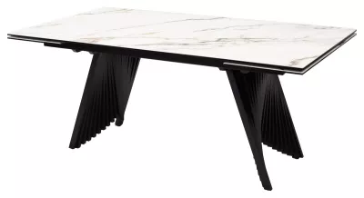 Стол ИВАР (IVAR) 180 цвет KL-188 Контрастный мрамор, итальянская керамика / ЧЕРНЫЙ, ®DISAUR