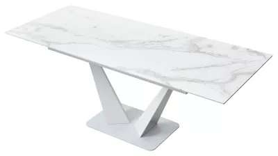 Стол Ниагара 140 БЕЛЫЙ МРАМОР, стекло / БЕЛЫЙ, М-City