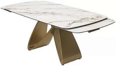 Стол PALACIO 180  KL-188 Контрастный мрамор матовый, итальянская керамика/ Шампань, ®DISAUR