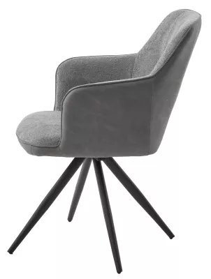 Стул НОРМАН 360 град., цвет BELLA-13/CYPRUS-10 серый, шенилл/замша / черный каркас