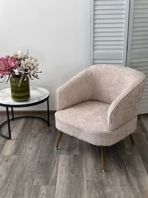 Кресло MUSSELS 3018-10 Бежевый, шенилл / золотой каркас, ®DISAUR