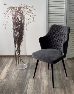 Стул ГЕРМАН (HERMAN) 360 град. BM-3 ТЕМНО-СЕРЫЙ, велюр / черный каркас