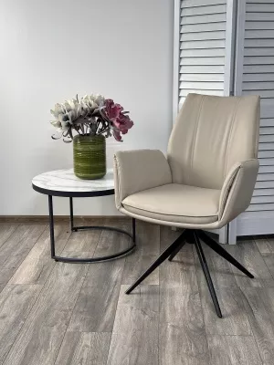 Стул YOZEF 360 град. поворот. HF017-02 Бежевый, экокожа / Черный, ®DISAUR