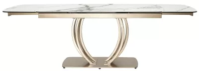 Стол МАТЕРА (MATERA) 160 цвет KL-188 Контрастный мрамор матовый, итал. керамика/ ШАМПАНЬ, ®DISAUR