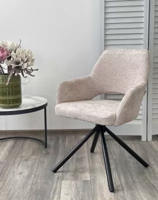 Стул NURI 180 град. поворот. 3018-10 бежевый, шенилл/ черный каркас, ®DISAUR