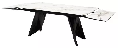 Стол ИВАР (IVAR) 180 цвет KL-188 Контрастный мрамор, итальянская керамика / ЧЕРНЫЙ, ®DISAUR