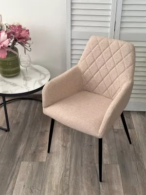 Стул NOVARA Barrel-09 Бежевый, ткань / черный каркас / Товарный знак DISAUR