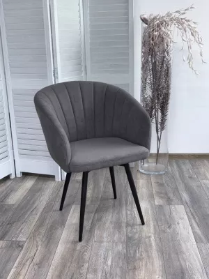 Стул МИШЕЛЬ 360 град. поворот. цвет B28 Темно-серый, велюр / черный каркас