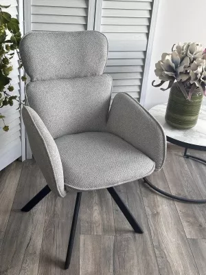 Стул ЛОНГ (LONG) 360 град. поворот. NS10 Серый, букле / черный каркас