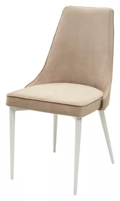 Стул НЕПАЛ (NEPAL-P) БЕЖЕВЫЙ #5, велюр/ белый каркас