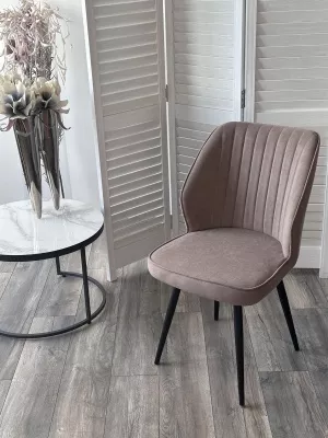 Стул РОССО 360 град. поворот. цвет B5 Капучино, велюр / черный каркас