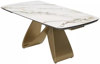Стол PALACIO 180  KL-188 Контрастный мрамор матовый, итальянская керамика/ Шампань, ®DISAUR