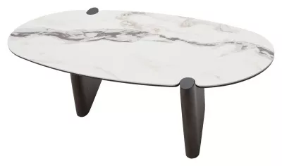 Стол кофейный АРН (ARN) цвет FENDI WHITE керамика на стекле/массив/ МДФ, дубовый шпон ®DISAUR