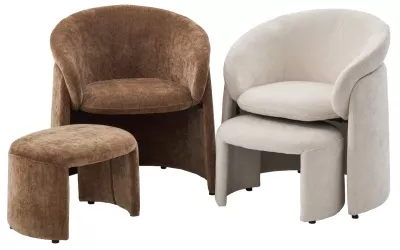 Кресло+оттоманка HUG AT5139-09 Св. бежевый, ткань/каркас металл в обивке AT5139-09 ®DISAUR