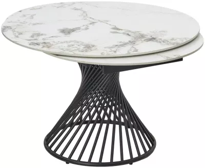 Стол БУЕНО (BUENO) 120 цвет МРАМОР (GLOSS GOLDEN JADE SOLID CERAMIC) / ЧЕРНЫЙ, ®DISAUR