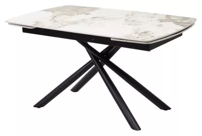 Стол РИВОЛИ (RIVOLI) 140 цвет ПАНДОРА (GLOSS LUXURY PANDORA SOLID CERAMIC) / ЧЕРНЫЙ, ®DISAUR