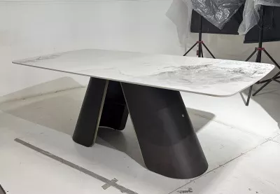 Стол SELTA 200  Белый мрамор CA071, керамика / Дуб/Золотой, ®DISAUR