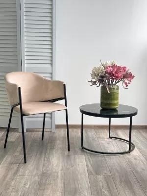 Стул ДИЛЛ, цвет H-06 Бежевый, велюр / черный каркас