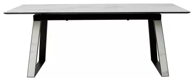 Стол Франк 160 БЕЛЫЙ МРАМОР, стекло / БЕЛЫЙ МРАМОР - ЧЕРНЫЙ, М-City