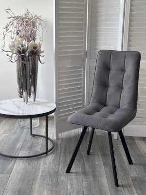 Стул ДАРЛИНГ 360 град. поворот. цвет B28 Темно-серый, велюр / черный каркас