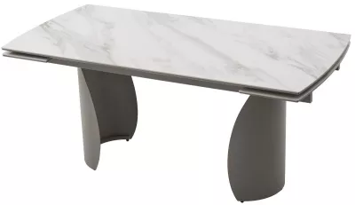 Стол ОЛЬХОН 180 цвет БЕЛЫЙ МРАМОР АКТИВНЫЙ , керамика / Латте каркас