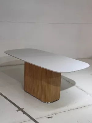 Стол ТАМПА (TAMPA) 180 цвет БЕЛЫЙ, керамика / OAK, ®DISAUR