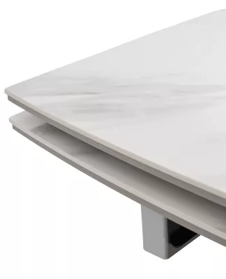 Стол ОЛЬХОН 180 цвет БЕЛЫЙ МРАМОР АКТИВНЫЙ , керамика / Латте каркас