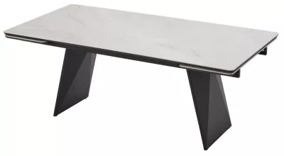 Стол ШЕРЛ  200 цвет ОНИКС (CRYSTAL ONIX BIANCO), керамика / Черный каркас