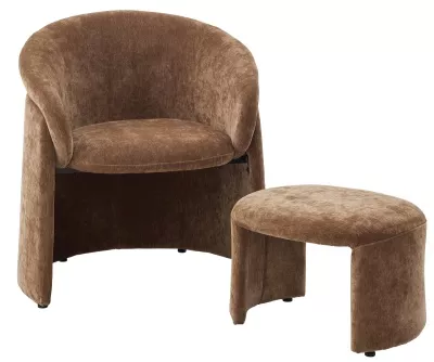 Кресло+оттоманка ХАГ (HUG) AT5139-13 Коричневый, ткань/ каркас металл в обивке, ®DISAUR