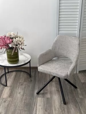 Стул NURI 180 град. поворот. 3018-03 светло-серый, шенилл/ черный каркас, ®DISAUR