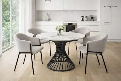 Стол БУЕНО (BUENO) 120 цвет МРАМОР (GLOSS GOLDEN JADE SOLID CERAMIC) / ЧЕРНЫЙ, ®DISAUR