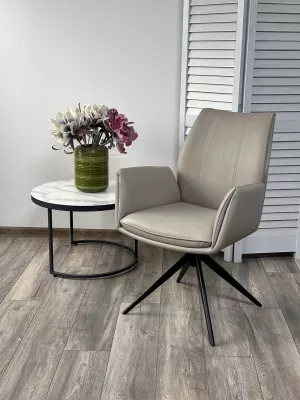 Стул YOZEF 360 град. поворот. HF017-09 Латте, экокожа / Черный, ®DISAUR