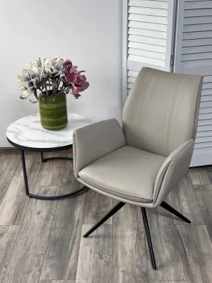 Стул YOZEF 360 град. поворот. HF017-09 Латте, экокожа / Черный, ®DISAUR