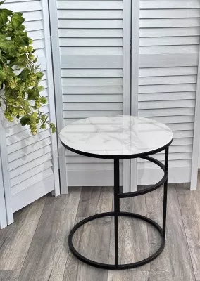 Журнальный столик Френсис Белый мрамор, стекло/ черный M-city