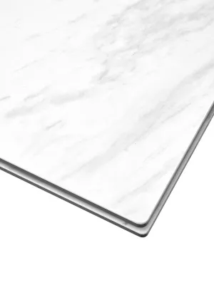 Стол BELLUNO 160 MARBLES KL-99 Белый мрамор матовый, итальянская керамика/ белый каркас, ®DISAUR
