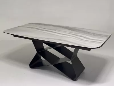 Стол ABSALON 180 ICE AGATE, керамика, стекло / Шоколадное золото каркас, ®DISAUR