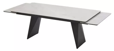 Стол ШЕРЛ  200 цвет ОНИКС (CRYSTAL ONIX BIANCO), керамика / Черный каркас