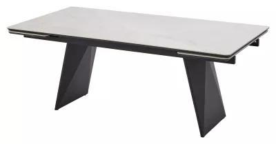Стол ШЕРЛ  200 цвет ОНИКС (CRYSTAL ONIX BIANCO), керамика / Черный каркас