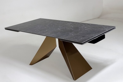 Стол ALES 180 BLACK GRAVE SOLID CERAMIC, керамика / бронзовый, ®DISAUR