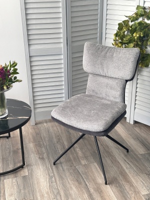 Стул NEVIS 360 град поворот с возвратом TENDER WAY80 серый, шенилл/ ODIN18 тем-серый / Черн, ®DISAUR