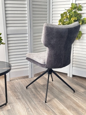 Стул NEVIS 360 град поворот с возвратом TENDER WAY80 серый, шенилл/ ODIN18 тем-серый / Черн, ®DISAUR